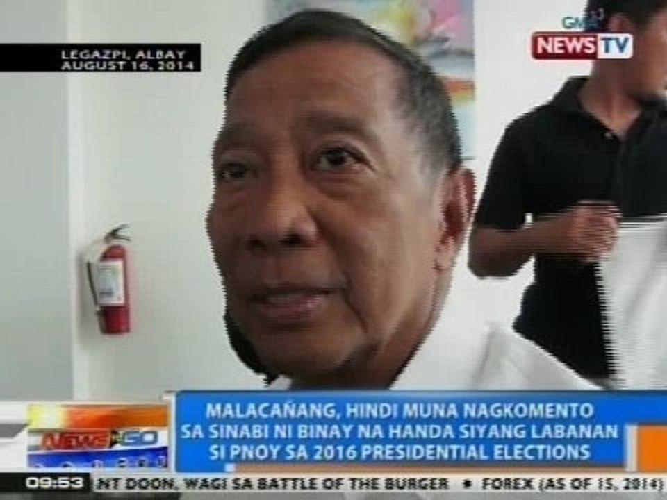 NTG: Malacañang, hindi muna nagkomento sa sinabi ni Binay na handa siyang labanan si PNoy sa 2016
