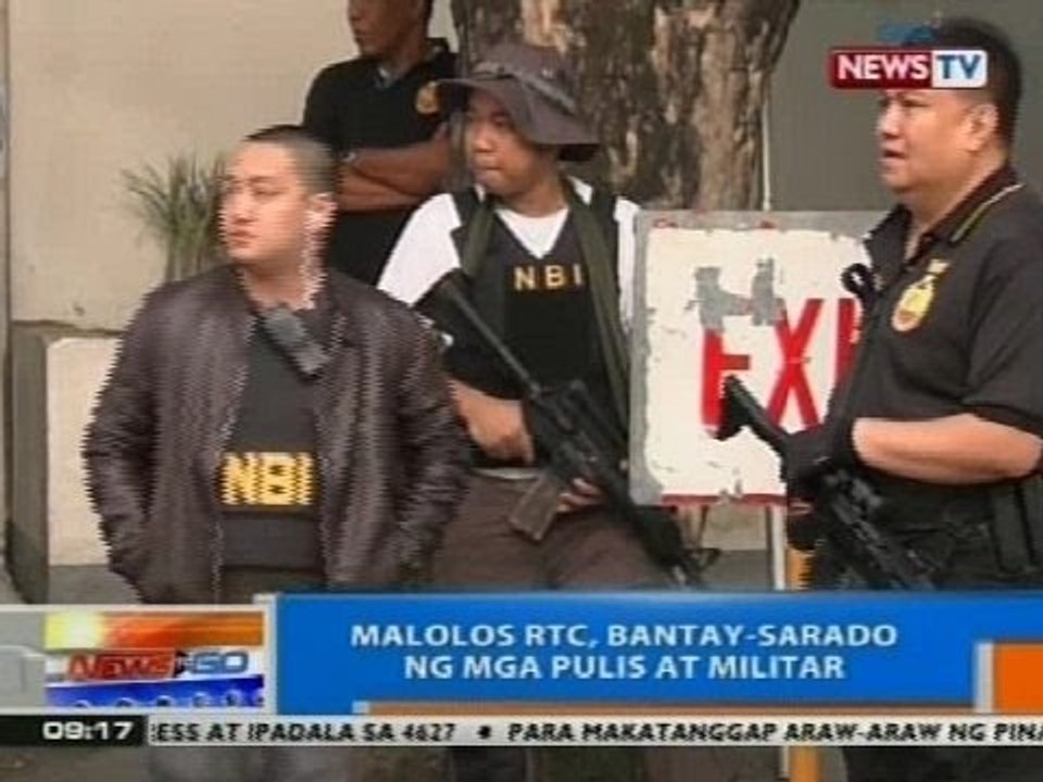 NTG: Malolos RTC, bantay-sarado ng mga pulis at militar para sa arraignment ni Palparan