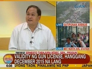 UB: Validity ng gun license, hanggang December 2015 na lang