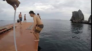 Simply the Best Backflips from the old Siamese Junk Boat Roof in Railay Beach, Krabi