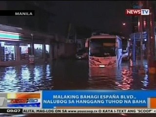 NTG: Malaking bahagi ng España Blvd., nalubog sa hanggang tuhod na baha