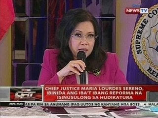 CJ Maria Lourdes Sereno, ibinida ang iba't ibang reporma na isinusulong sa Hudikatura