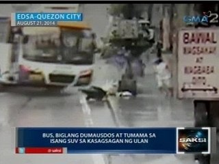 Saksi: Bus sa EDSA, biglang dumausdos at tumama sa SUV sa kasagsagan ng ulan