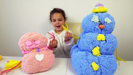DIY PLAY FOAM SNOWMAN AND SNOWGIRL Fun Kids Activities