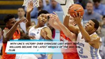 UNC coach Roy Williams reached 800 career wins last night