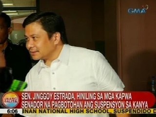 UB: Jinggoy, hiniling sa mga kapwa senador na pagbotohan ang suspensyon sa kanya