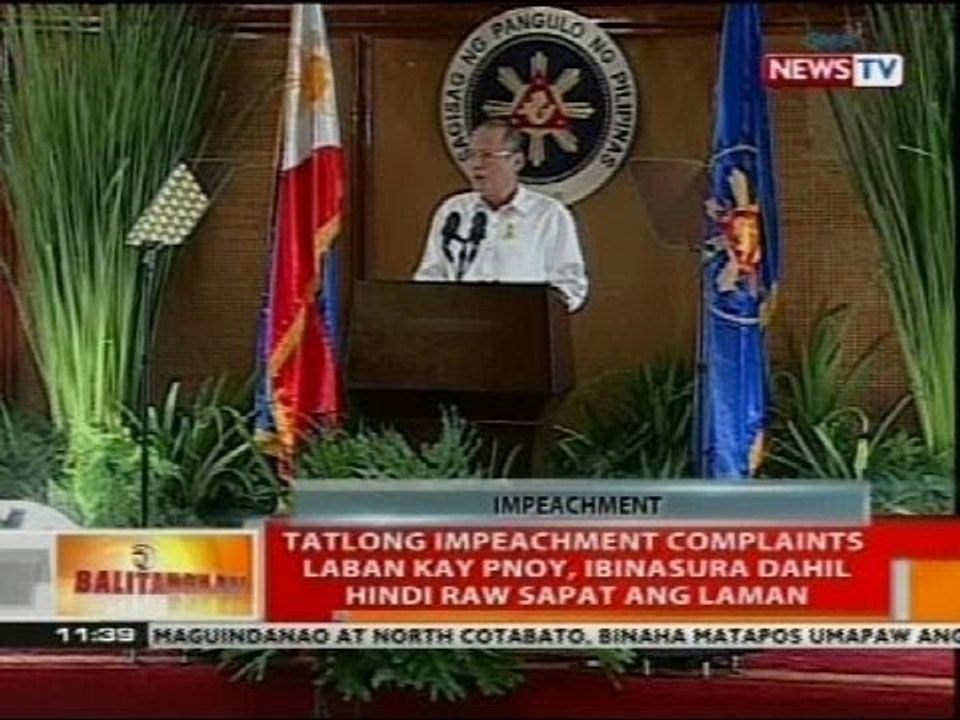 BT: Tatlong impeachment complaints laban kay PNoy, ibinasura dahil hindi raw sapat ang laman