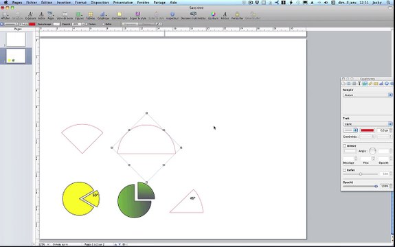 Tutoriel iWork Tracé de secteur angulaire, graphes et courbes de Bézier