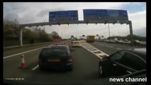 Astonishing road rage footage of M6 crash involving trucker and a caravan