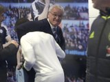 Ranieri greets Kante with headlock