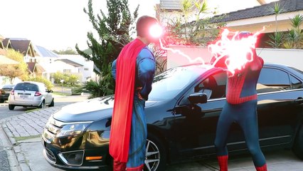Frozen Elsa HIT BY A CAR with Spiderman vs Venom, Superman, Joker - Real Life Superheroes Funny