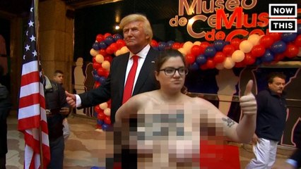 Topless Woman Protests Wax Trump Statue