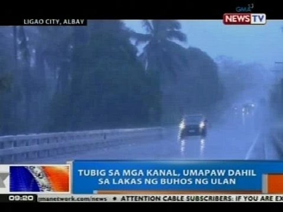 NTG: Tubig sa mga kanal, umapaw dahil sa lakas ng buhos ng ulan sa Ligao City, Albay