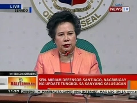 Sen. Miriam Defensor-Santiago, nagbibigay ng update tungkol sa kanyang kalusugan