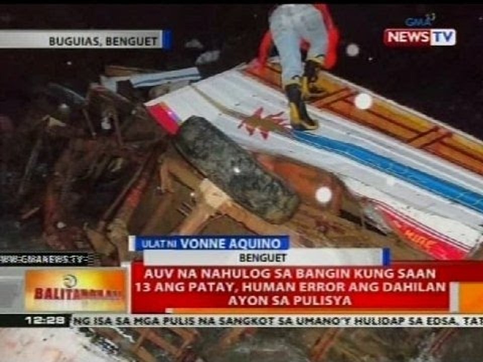 AUV na nahulog sa bangin kung saan 13 ang patay, human error ang dahilan ayon sa pulisya