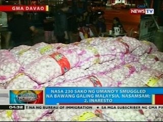 BP: Nasa 230 sako ng umano'y smuggled na bawang galing Malaysia, nasamsam