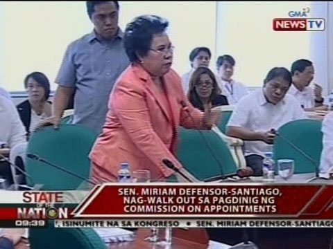 SONA: Sen. Miriam Santiago, nag-walk out sa pagdinig ng Commission on Appointments