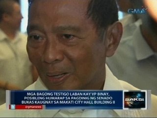Saksi: Mga bagong testigo laban kay VP Binay, posibleng humarap sa pagdinig bukas