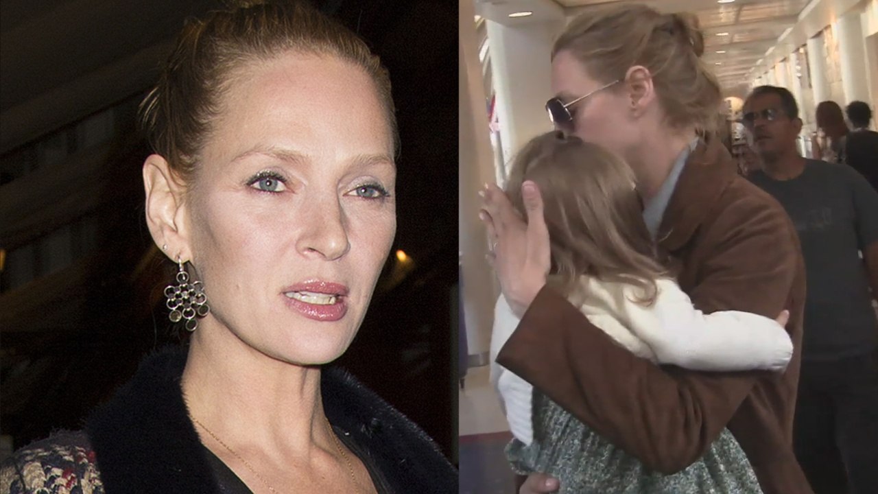 Uma Thurman, entre su hija y un rodaje