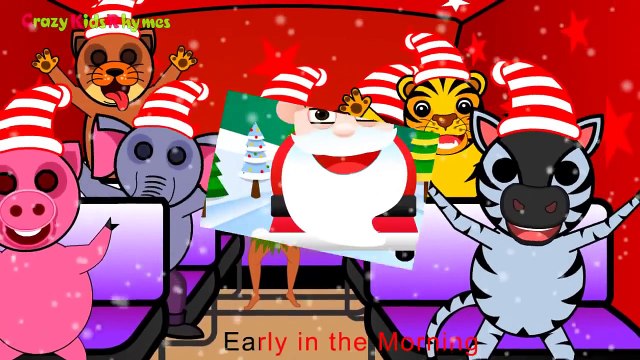 Christmas Santa Claus The Wheels On The Bus Nursery Rhyme for Children Christmas Songs for Kids Cart
