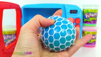 Learn Colors! Squishy Balls for Kids Microwave Finger Family Nursery Rhymes Play Doh Compilation
