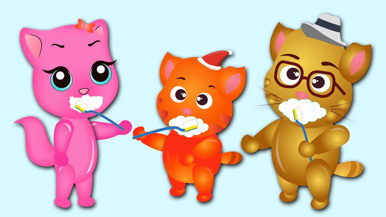 Finger Family Funny Cats - Funny Cats Brushing his teeth finger family Rhyme for Kids.mp4