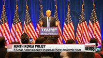 N. Korea's nuclear and missile programs on Trump's radar: White House