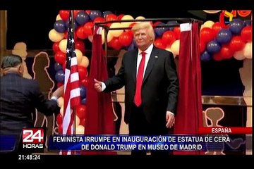 España: activista protestó en inauguración de estatua de cera de Trump