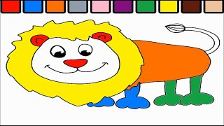 Lion Coloring Page -  Learn Colors For Kids jpg