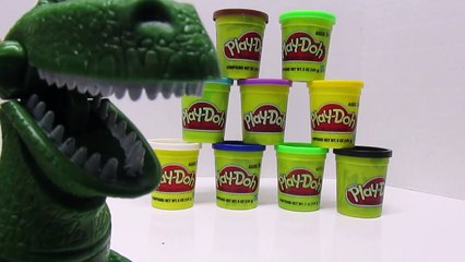 TOY STORY ALIEN Play-Doh Surprise Egg Tutorial With Dinosaur REX