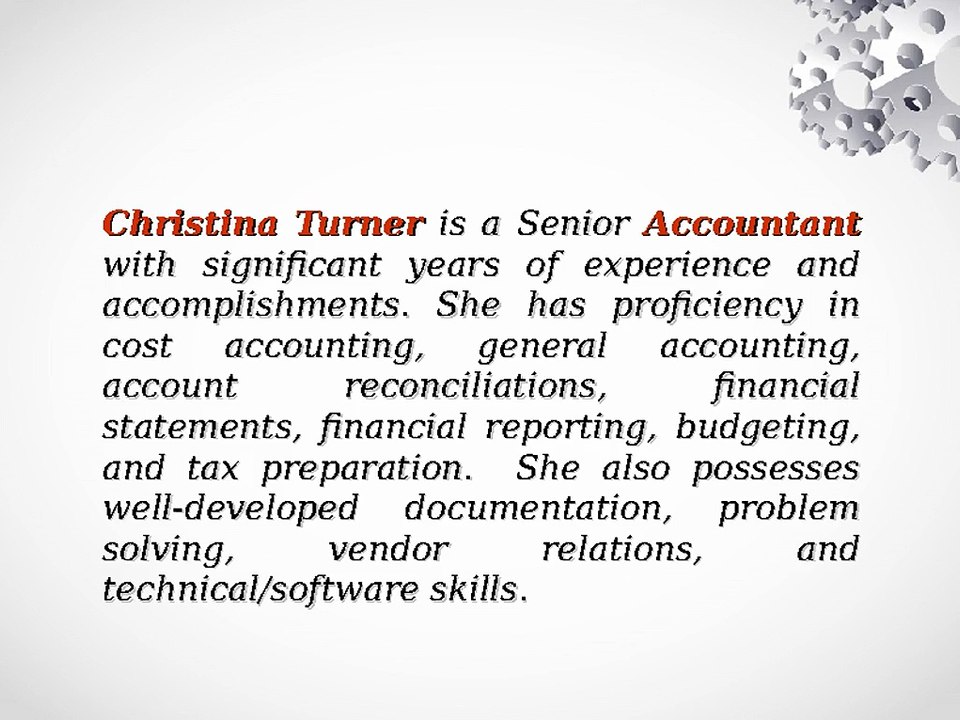 Christina Turner Has Expertise In Diverse Areas Of Accounting