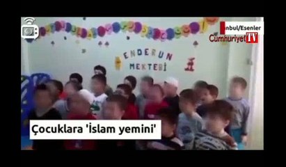 Skandal görüntüler: 4 yaşındaki çocuklara 'İslam yemini' ettirildi