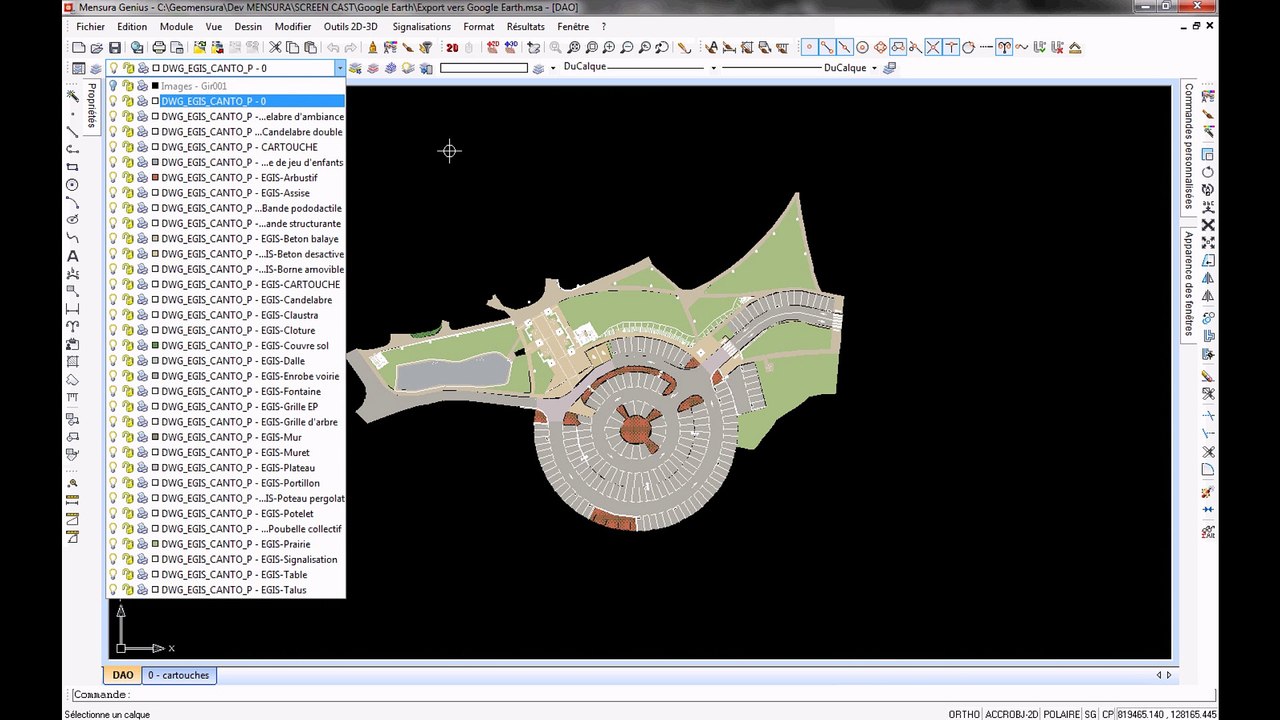 Google EARTH (Export projet MENSURA vers Google Earth)