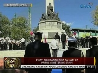 Télécharger la video: 24 Oras: Monumento ni Jose Rizal sa Madrid, inalayan ng bulaklak ni PNoy