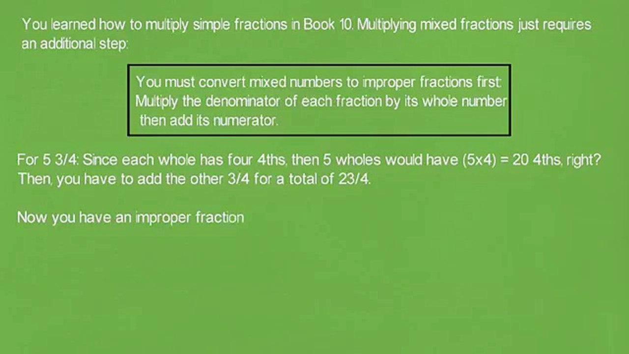 Multiplying Mixed Numbers - Book 12