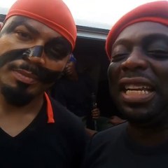 Segun Arinze & Ramsey Nouah Joking Around On Movie Set