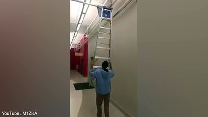 Man is physically incapable of using a ladder correctly