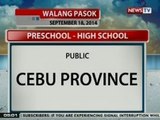 NTG: Klase sa lahat ng pampublikong paaralan sa Cebu province, suspendido ngayong Huwebes