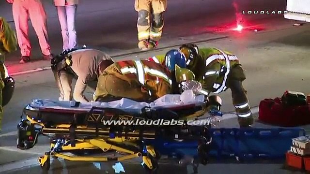 Driver Ejected & Killed in Freeway Crash Downey RAW FOOTAGE