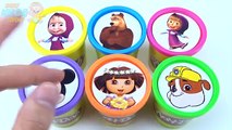 Cups Play Doh Clay Masha and the Bear Mickey Mouse Paw Patrol Dora Learn Colours for Children