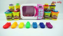 Play Doh Cooking Microwave Oven Playset Learn Colors with Disney Cars Modeling Clay and Takara cars!