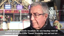 Ice hockey on the Eiffel Tower... Parisians gear up