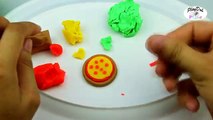 Play Doh Mini Pizza Vs Rainbow Pizza, Play doh Fast Food, How to Make Play-Doh Food