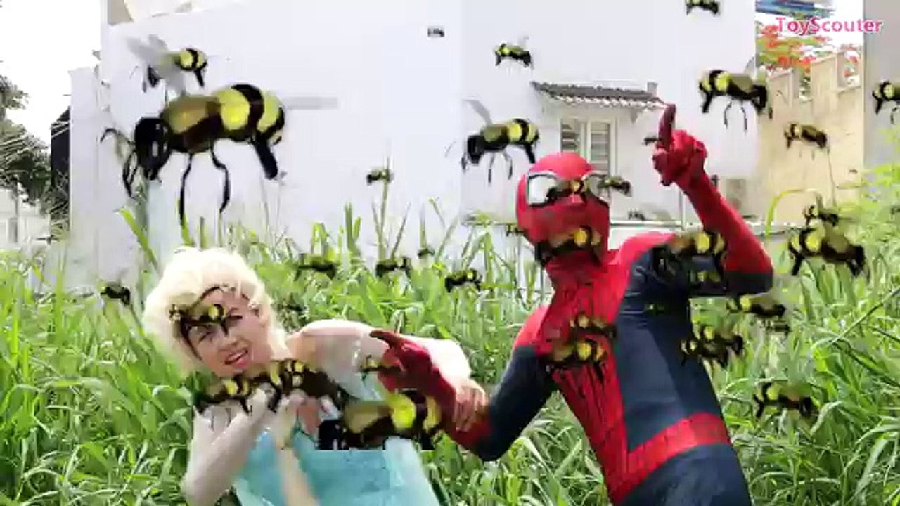 Frozen Elsa & Spiderman vs Syringe! w/ Maleficent, Joker & Superman in Real Life