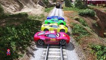 Colors McQueen in Train Trouble! Cars for Kids Spiderman Cartoon Children Songs with Action SHS