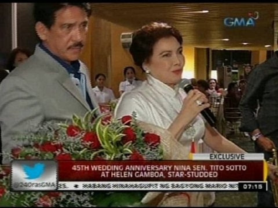 24 Oras: 45th wedding anniversary nina Sen. Tito Sotto at Helen Gamboa, star-studded
