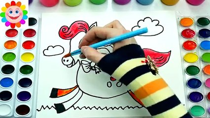 Little Kinder Club Horse Coloring Page for Kids to Learn to Color and Paint