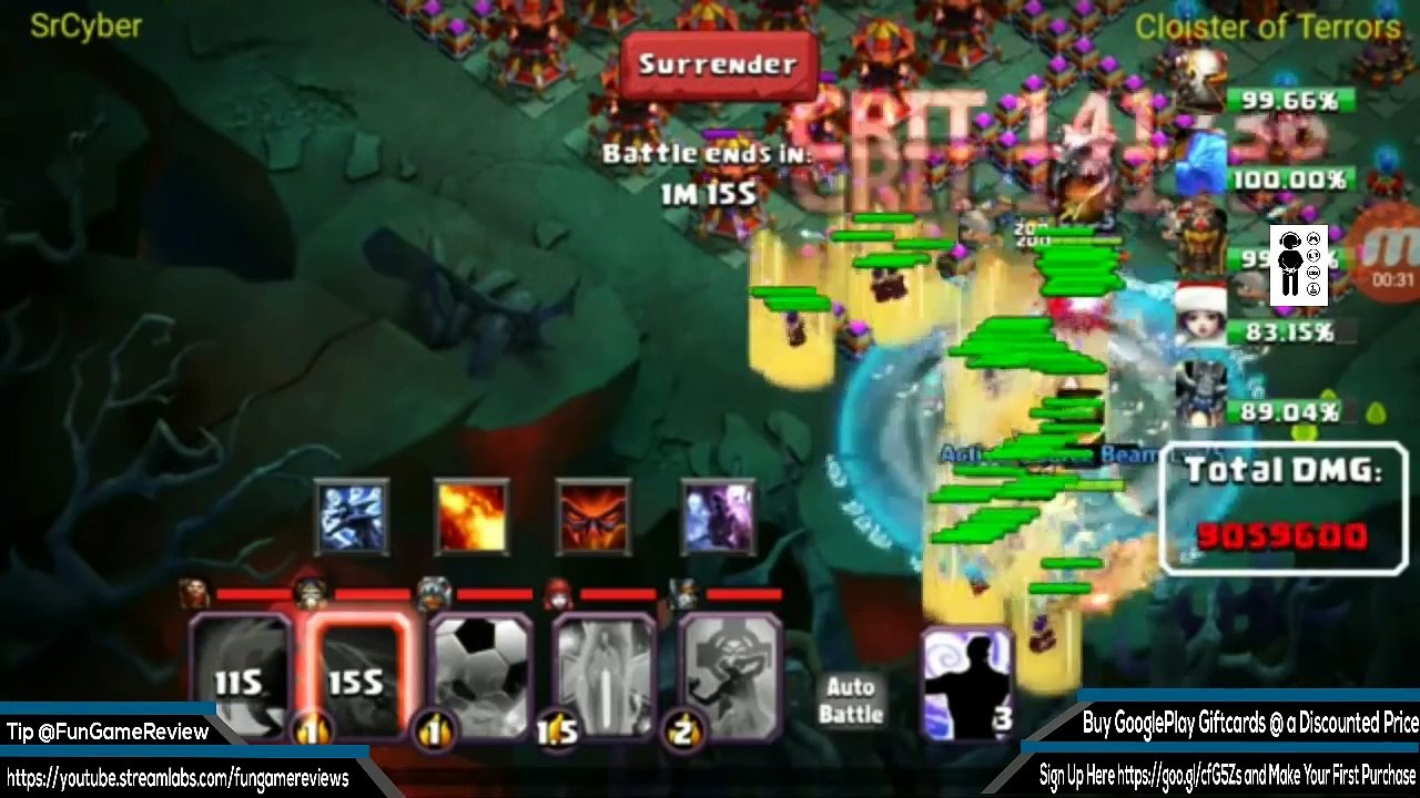 Clash of Lords 2 - 622 Million Damage Cloisters of Terror - Battle Royale Brought To You By SrCyber