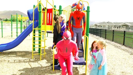 Download Video: Spiderman & Frozen Elsas Magic Carpet Ride Catwoman Harley Quinn vs spiderman and pink spidergirl