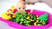 Learn Colors Baby Doll Bath Time M&Ms Chocolate Candy and Colors Clay Slime Surprise Toys